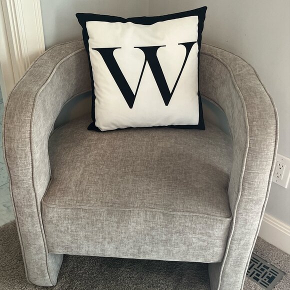 MONOGRAM PILLOW "W" Square 18" X 18" Sofa Chair Couch Bedroom Living Room - Picture 2 of 7